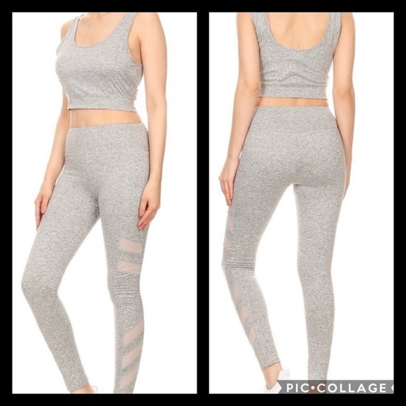 Heather Gray Top & Bottoms -Workout - Picture 2 of 4